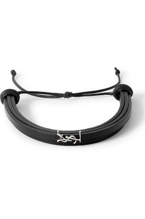 Saint Laurent Cassandre Logo-Embellished Leather Bracelet