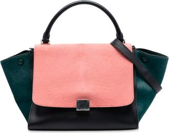 Celine Pre-owned Celine Medium Tricolor Calfskin and Ponyhair Trapeze Satchel Ladies F-CE-0173