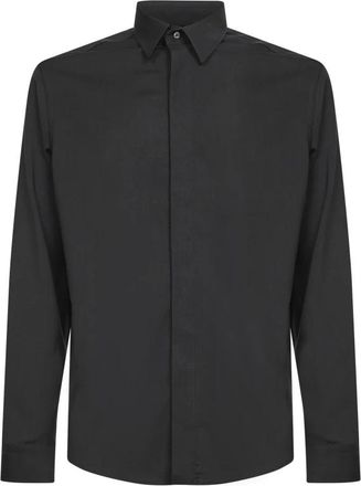 D4.0 Overhemd met Knopen aan de Mouwen - Heren - Casual Overhemden - Zwart - 2XL - Wol - Overhemden