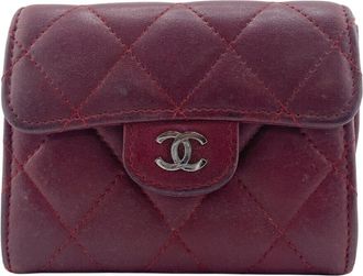 Chanel Matelasse Red Color Leather Coin Purse/Coin Case (Pre-Owned)