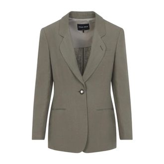 Giorgio Armani Blazers, female, Green, Size: 2XS Linen Blazer