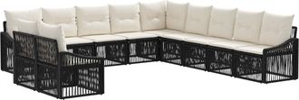 vidaXL Conjunto De Sof&aacute;s De Jard&iacute;n 11 Uds. Negro Rat&aacute;n Sint&eacute;tico Vidaxl