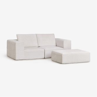 Sklum Sof&aacute; Modular De 2 Piezas Y Puff En Chenilla Envasado Al Vac&iacute;o Norridge Sklum