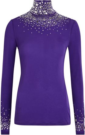 Paco Rabanne Stud-embellished Stretch-jersey top - Violet - 38 (UK10 / S)