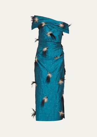 Ulla Johnson Violeta Embellished Off-the-Shoulder Dress
