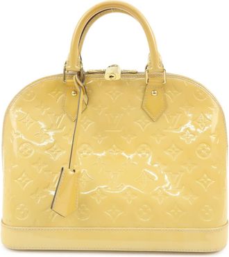Louis Vuitton Alma Monogram Vernis Yellow Patent_Leather Handbag (Pre-Owned)