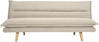 Miliboo Sof&aacute; Cama De 3 Plazas En Tejido Chenilla Texturado Beige Y Madera Clara Bingo