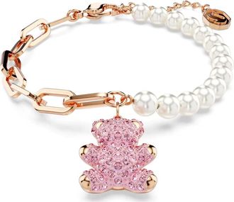 Swarovski Ketting Unisex Teddy Hanger Kristal Parel- Beer- Roze- Ros&eacute;goudkleurig 5669169 - Dames - Armbanden - Veelkleurig - ONE Size - Accessoires