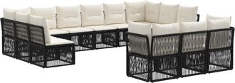 vidaXL Conjunto De Sof&aacute;s De Jard&iacute;n 13 Uds. Negro Rat&aacute;n Sint&eacute;tico Vidaxl