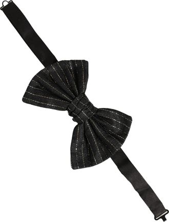 Dolce & Gabbana Pinstripe Silk Bow Tie - Black