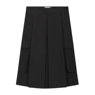Barena Midi Skirts, female, Black, Size: XS Midi Circle Skirt with Front Pleats and Side Pockets