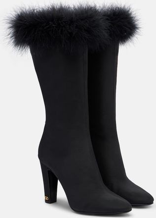 Valentino Garavani Botas altas Hotty de sat&eacute;n con plumas