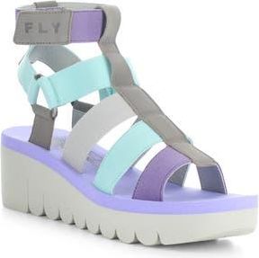 FLY London Yufi Platform Wedge Sandal in 006 Grey/multi Cupid at Nordstrom Rack, Size 8-8.5Us / 39Eu