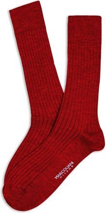 Marcoliani Calze eleganti a coste in lana merino extrafine - - Underwear - Uomo - Rosso - ONE SIZE