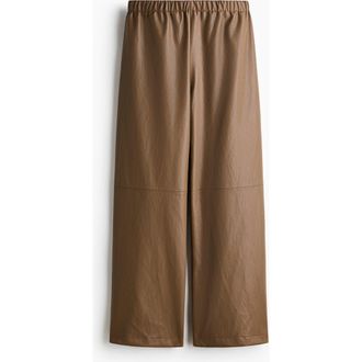 H&M Coated Trousers in Dark Beige at Nordstrom, Size X-Small