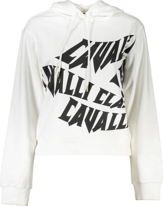 Cavalli Hoodie met Logo Print - Dames - Hoodies - Wit - XL - Hoodies & sweatvesten