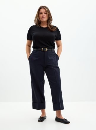 Contemporaine Womens Cuffed structured pant Fit: Wide leg, high rise