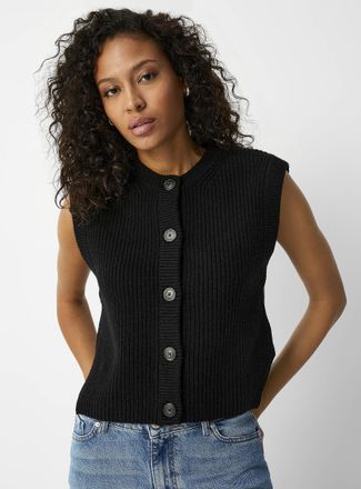 Contemporaine Womens Rustic thick-knit vest