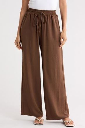 Leith Airflow Pull-On Wide Leg Pants in Brown Terra at Nordstrom Rack, Size X-Small