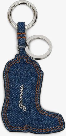 Ganni Blue Western Boot Keyring in Denim