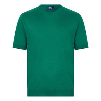 Fedeli Round-neck Knitwear, male, Green, Size: L Argentina Pearly Short Sleeve Crewneck