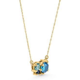 Pompeii3 3Ct Blue Sapphire Topaz Aquamarine Diamond Pendant Necklace 14k Gold Lab Grown
