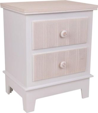 Wanderlust Deco Wanderlust Deco - Mesita De Madera De 2 Caj&oacute;nes Blanco 40x30x50