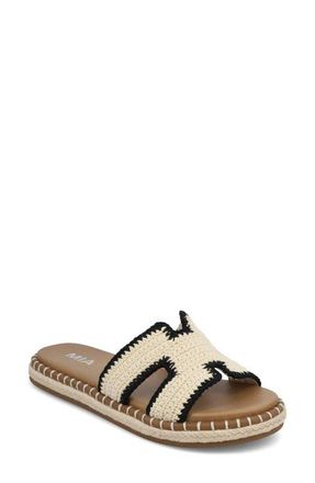 Mia Sabine Slide Sandal in Black/Off-White at Nordstrom, Size 6.5