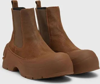 Diesel D-Donald-Chelsea boots in waxed suede and rubber - Boots - Man - Brown