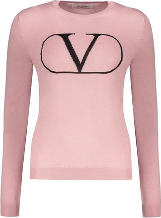 Valentino WomenS Pink Wool Crewneck Sweater, Size 42