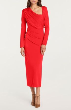 Cinq &agrave; Sept Jalyn Long Sleeve Asymmetric Drape Matte Jersey Dress in Bisou at Nordstrom, Size 00