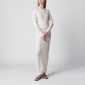 Toteme Light apricot crinkled knit dress