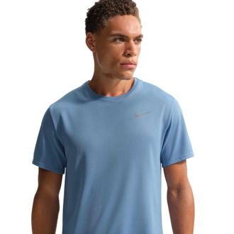 Nike Heren T-shirt Miler met Swoosh en reflecterende details (Blauw)