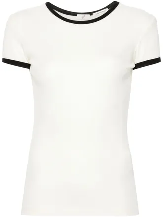 Bite Studios contrast-trim fine-knit top - women - Wool - S - Neutrals
