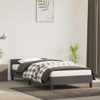 vidaXL Giroletto senza Materasso Grigio Scuro 90x200 cm Velluto - Vidaxl