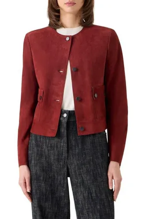 Akris Boxy Suede Jacket in Pomegranate at Nordstrom, Size 12