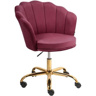 Beliani Office Swivel Chair Burgundy Velvet with Stairbase Adjustable Height MONTICELLO