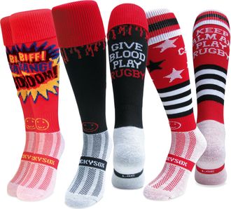 Wackysox Ruck and Roll 3 Pairs Saver Pack Knee Length Sports Socks, Rugby Socks