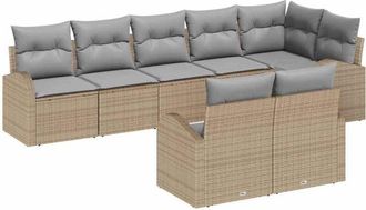 vidaXL Vidaxl - Conjunto De Sof&aacute; De Jard&iacute;n 8 Pcs Beige, Gris Claro Polirat&aacute;n