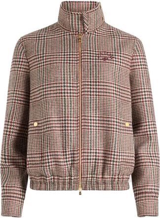 Patou Zipped High Neck Bomber Jacket - Prince of Wales - female - Patou - Light Jackets - Brown - S - Jackets