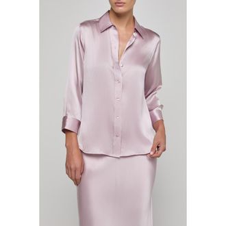 L'agence Dani Silk Charmeuse Blouse in Icy Lilac at Nordstrom, Size Xx-Small
