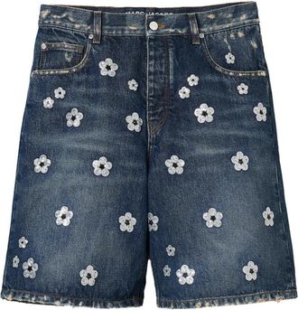 Marc Jacobs Sequin Daisy Wide Leg Shorts - Dames - Denim shorts - Blauw - W28 - Katoen - Korte Broeken