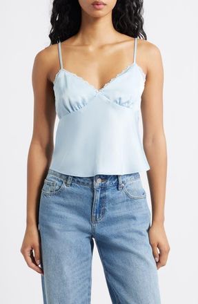 BP. Lace Trim Camisole in Blue Skyride at Nordstrom, Size Xx-Small