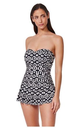 Gottex Mantra Bandeau Swimdress in Mantra-Black-White at Nordstrom, Size 12