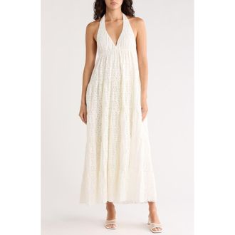 Desigual Tiered Knit Halter Dress in White at Nordstrom Rack, Size X-Large