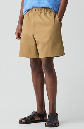 Theory Easy Elastic Waist Cotton Shorts in Fresh Khaki at Nordstrom, Size 30