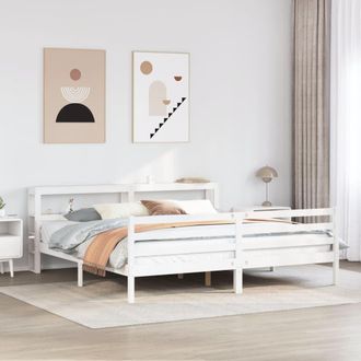 Berkfield Home Bed Frame with Headboard without Mattress White 200x200 cm in Brown