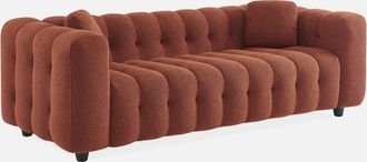 Sweeek Sof&aacute; De 3 Plazas, Tapizado En Tela Borreguito Texturizada, Leon, Terracotta, 99x229x71 Cm