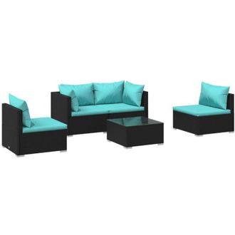 vidaXL 5 Pcs Garden Lounge Set Con Coj&iacute;n De Empuje De Terciopelo