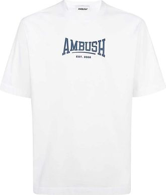 AMBUSH Ambush, Tops, Heren, Wit, S, Katoen, Logo Print Katoenen T-shirt
